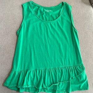Green tank with ruffle bottom